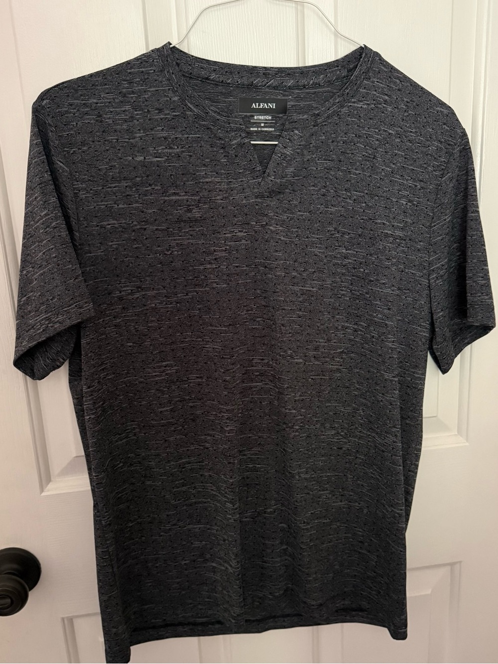 Alfani Dark Charcoal Heather Short-Sleeve V-Neck Tee
